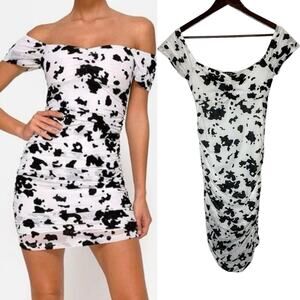 Motel Rocks Off the Shoulder Ruched Bodycon Mini Dress